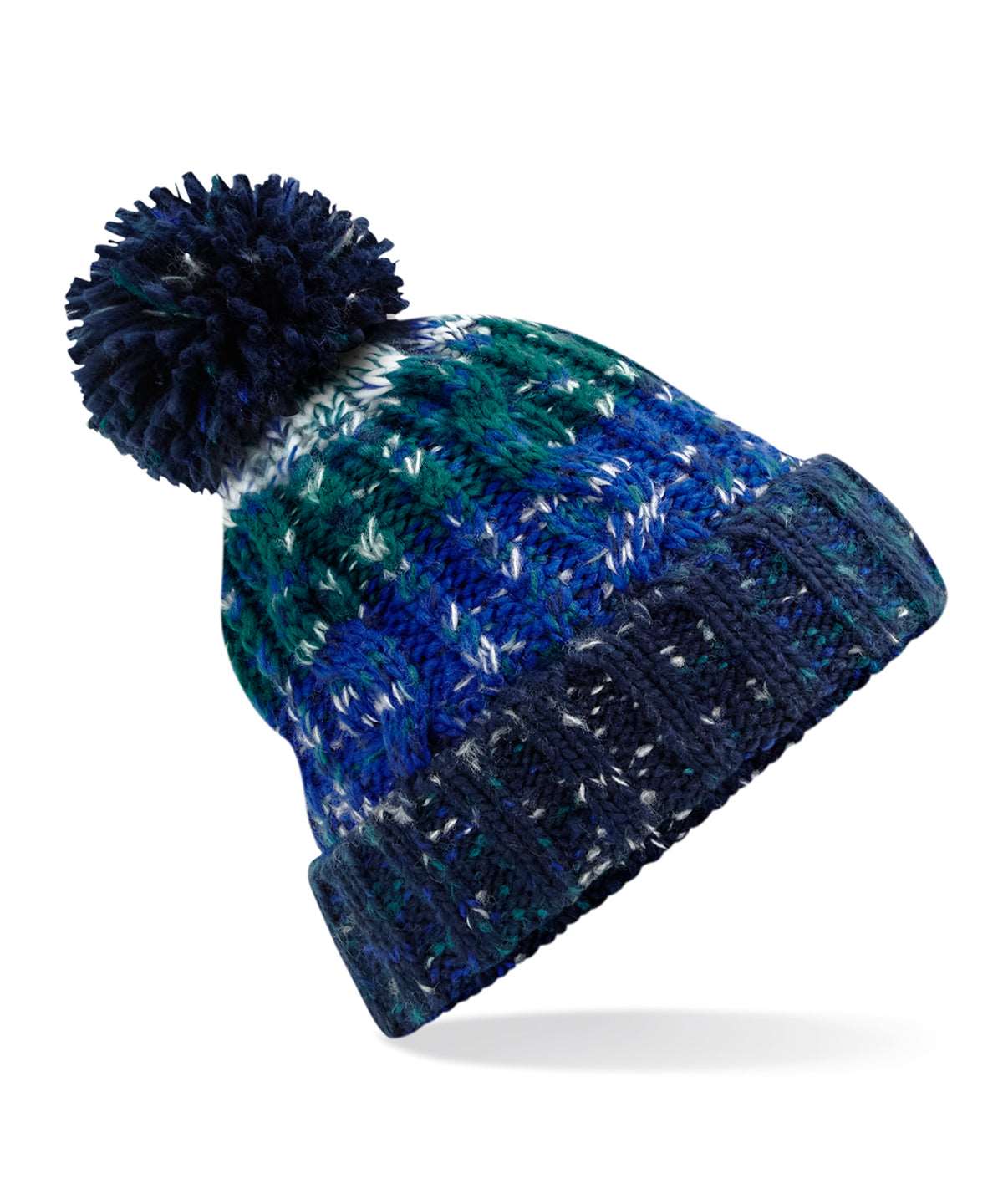 Corkscrew pom pom beanie