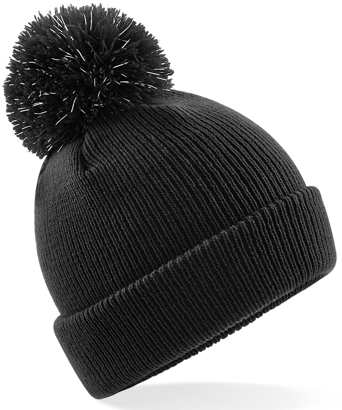 Black - Junior reflective bobble beanie - GarmentEmbroidery