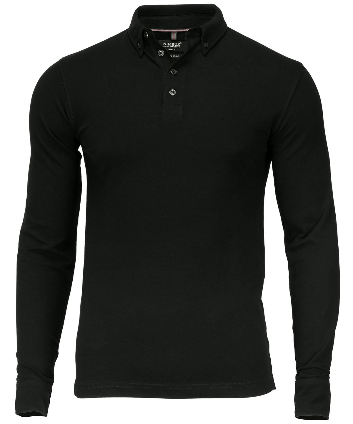 Black - Carlington deluxe long sleeve polo - GarmentEmbroidery