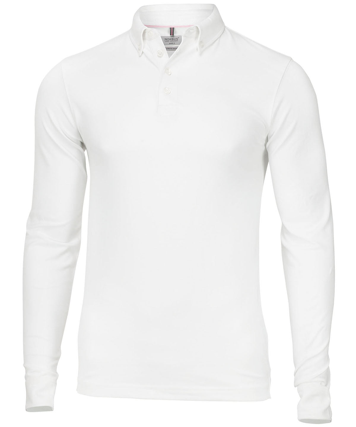 White - Carlington deluxe long sleeve polo - GarmentEmbroidery