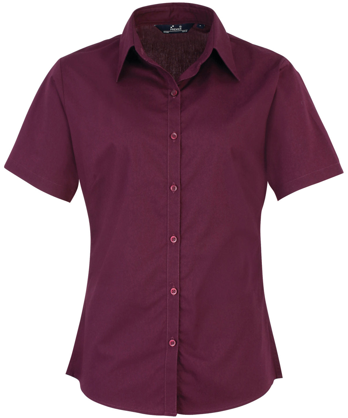 Aubergine - Women's short sleeve poplin blouse - GarmentEmbroidery