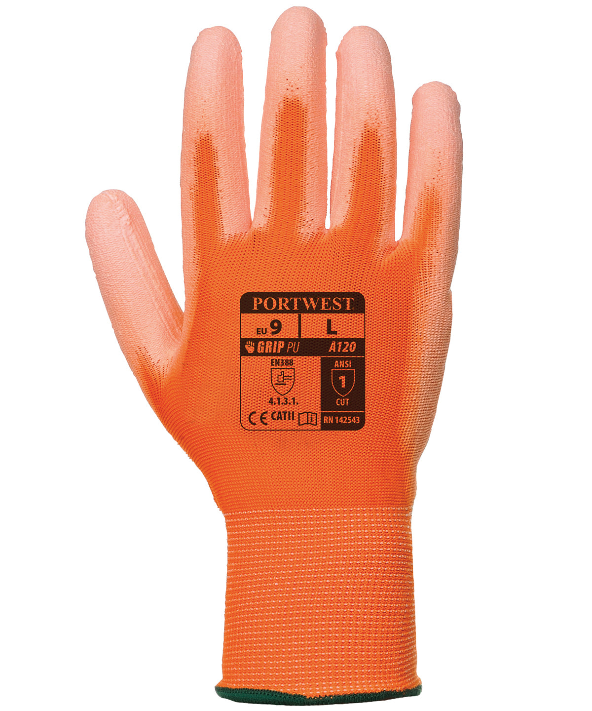 Orange - PU palm glove (A120) - GarmentEmbroidery