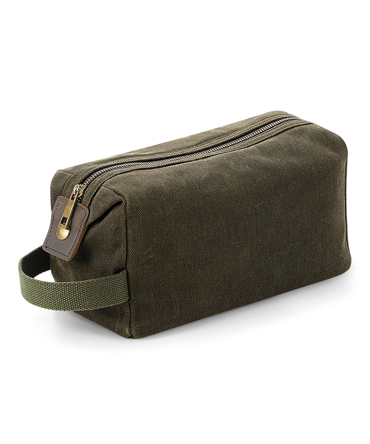 Olive Green - Heritage waxed canvas wash bag - GarmentEmbroidery