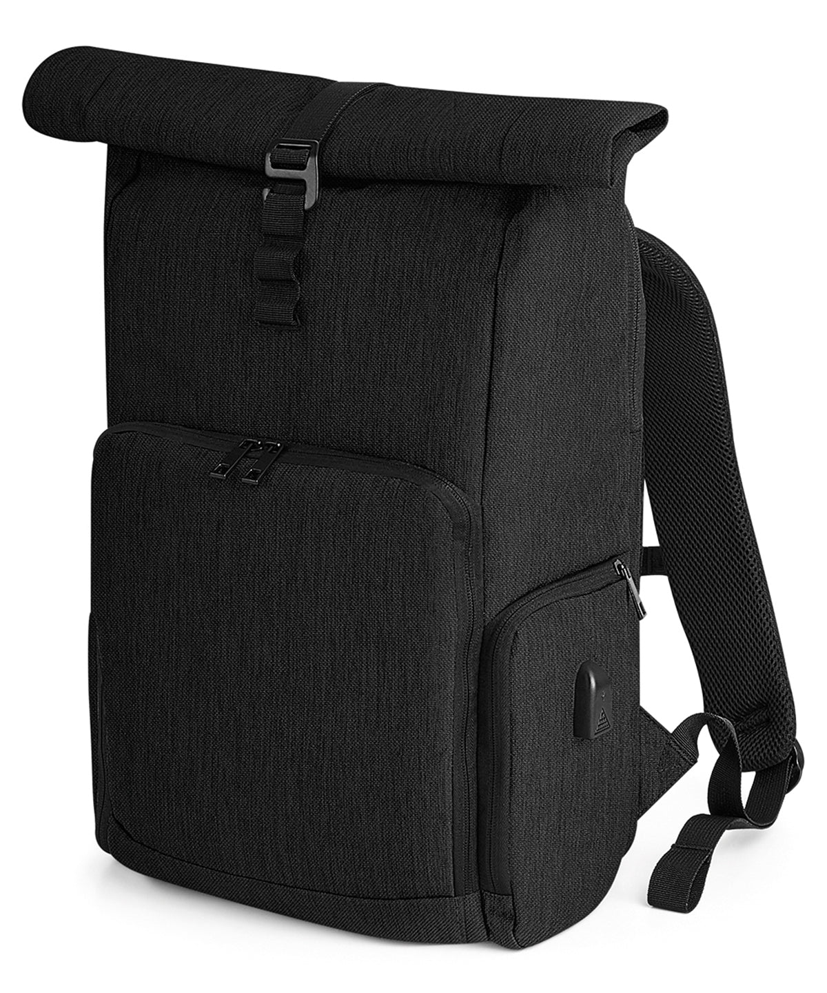 Black - Q-Tech charge roll-top backpack - GarmentEmbroidery