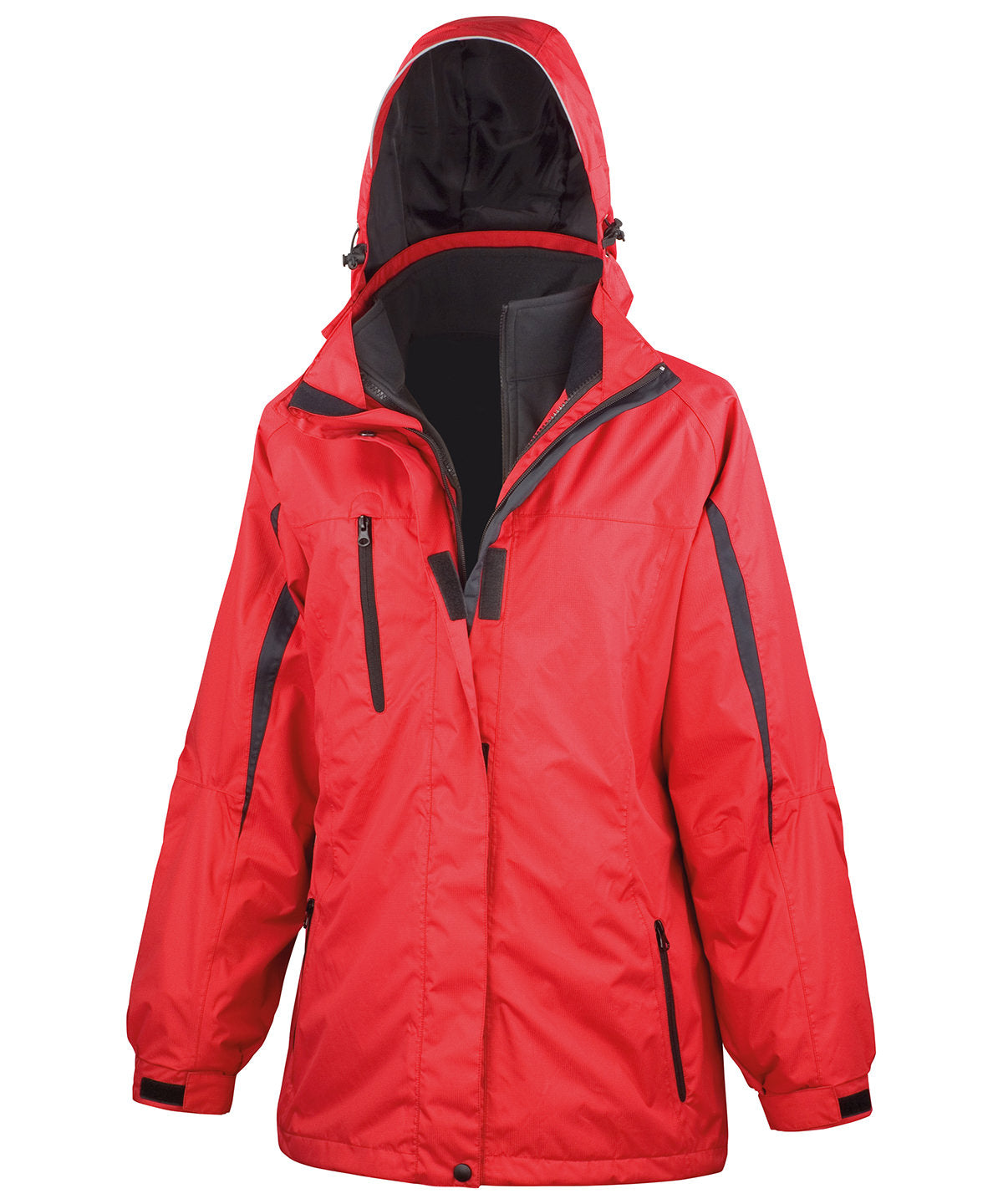 Red/Black - Women's 3-in-1 journey jacket with softshell inner - GarmentEmbroidery