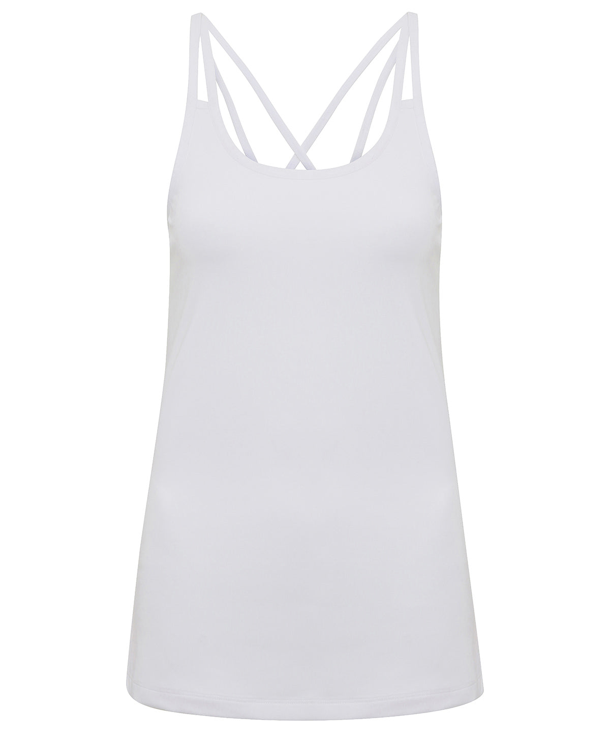 White - Women's TriDri® 'laser cut' spaghetti strap vest - GarmentEmbroidery