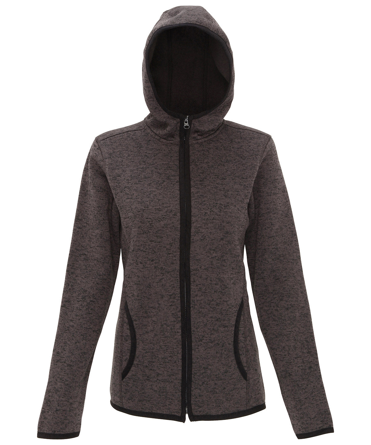 Charcoal/Black Fleck - Women's TriDri® melange knit fleece jacket - GarmentEmbroidery