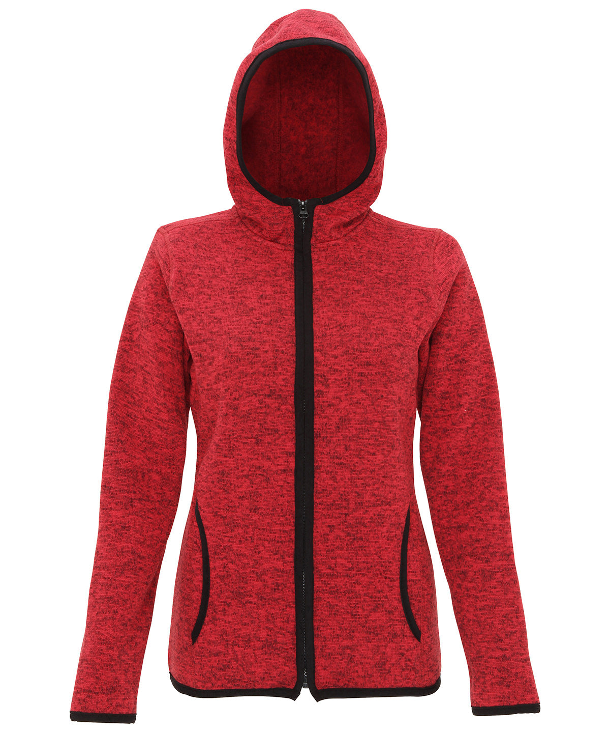 Fire Red/Black Fleck - Women's TriDri® melange knit fleece jacket - GarmentEmbroidery