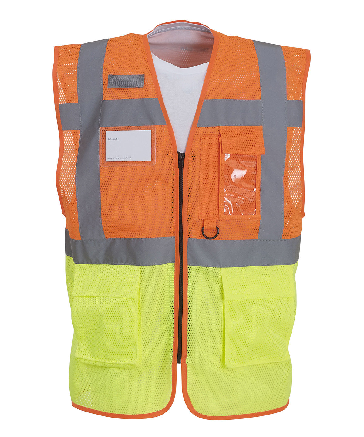 Orange/Yellow - Hi-vis top cool open-mesh executive waistcoat (HVW820) - GarmentEmbroidery