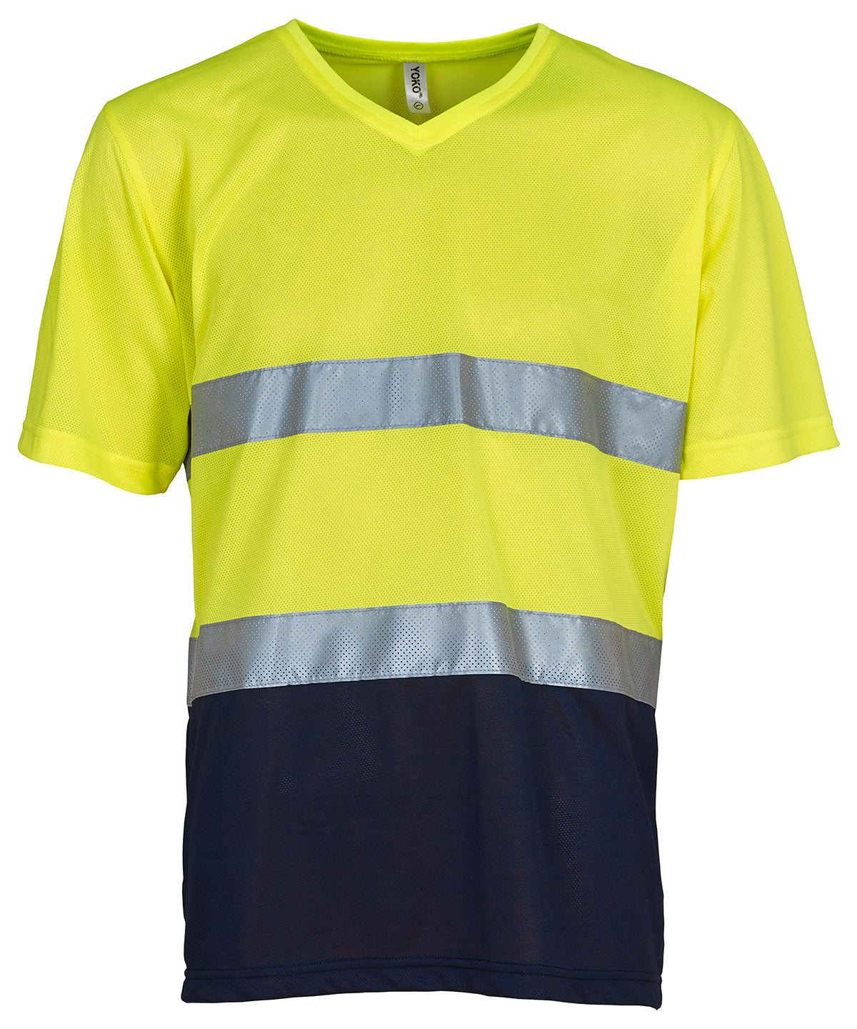 Yellow/Navy - Hi-vis top cool super light v-neck t-shirt (HVJ910) - GarmentEmbroidery