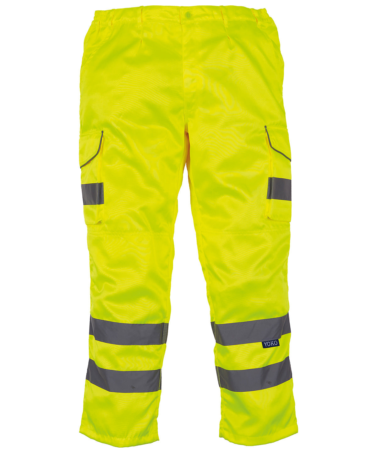 Yellow - Hi-vis polycotton cargo trousers with kneepad pockets (HV018T/3M) - GarmentEmbroidery