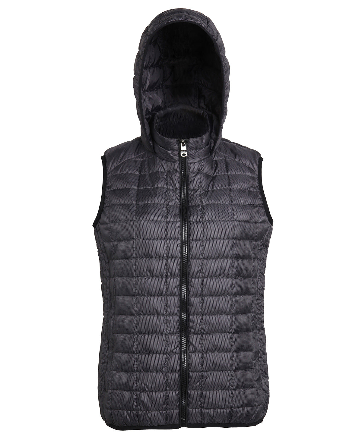 Black - Women's honeycomb hooded gilet - GarmentEmbroidery