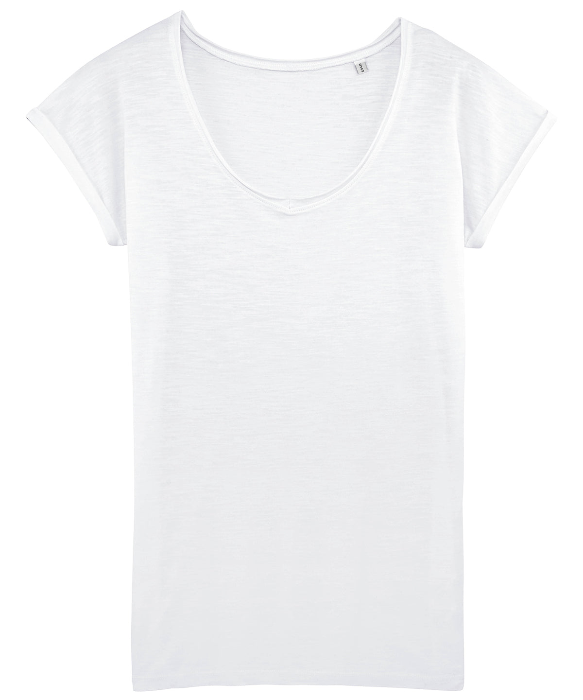 White* - Women's Stella Invents slub v-neck raw edge t-shirt (STTW145) - GarmentEmbroidery