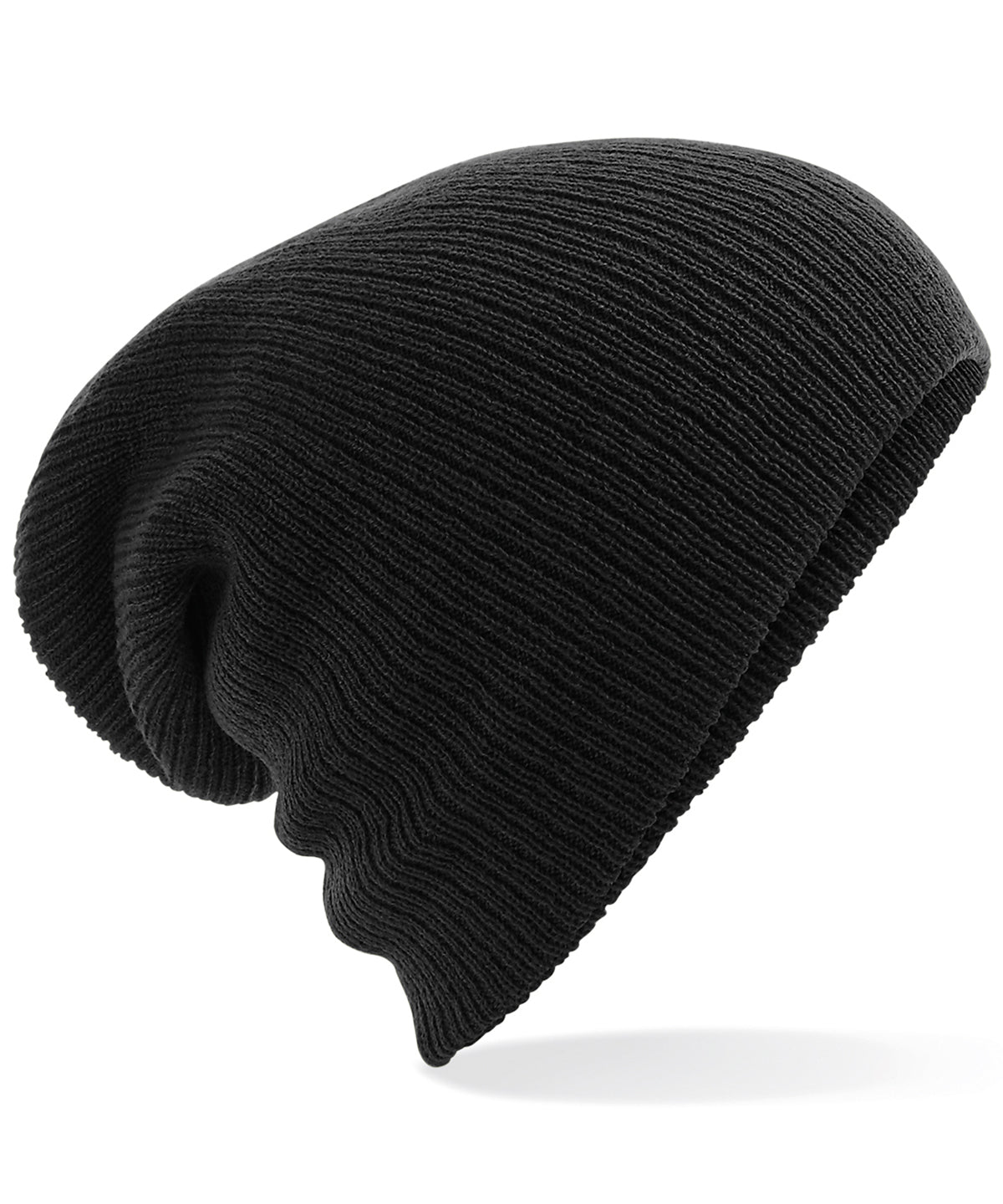 Black - Heavy gauge slouch beanie - GarmentEmbroidery