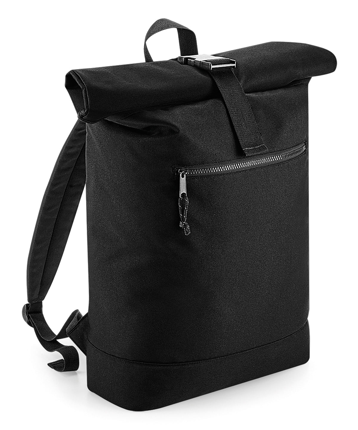 Black - Recycled rolled-top backpack - GarmentEmbroidery