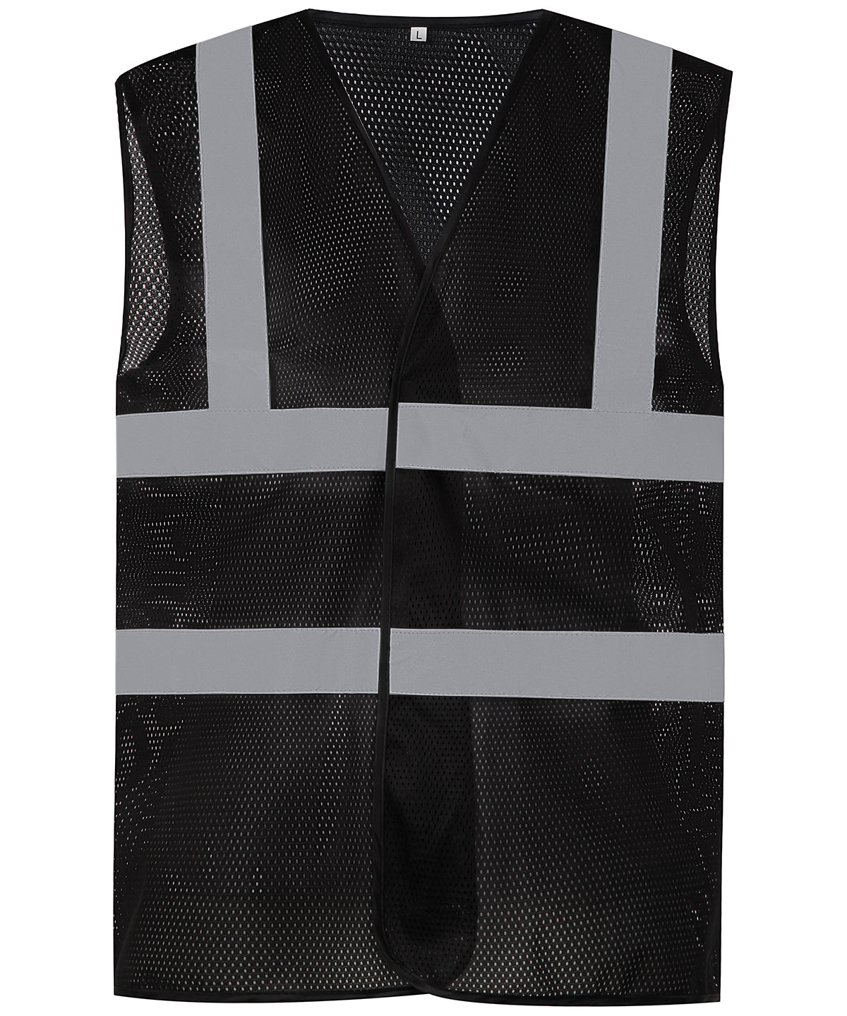 Black - Top cool open mesh 2-band-and-braces waistcoat (HVW120) - GarmentEmbroidery