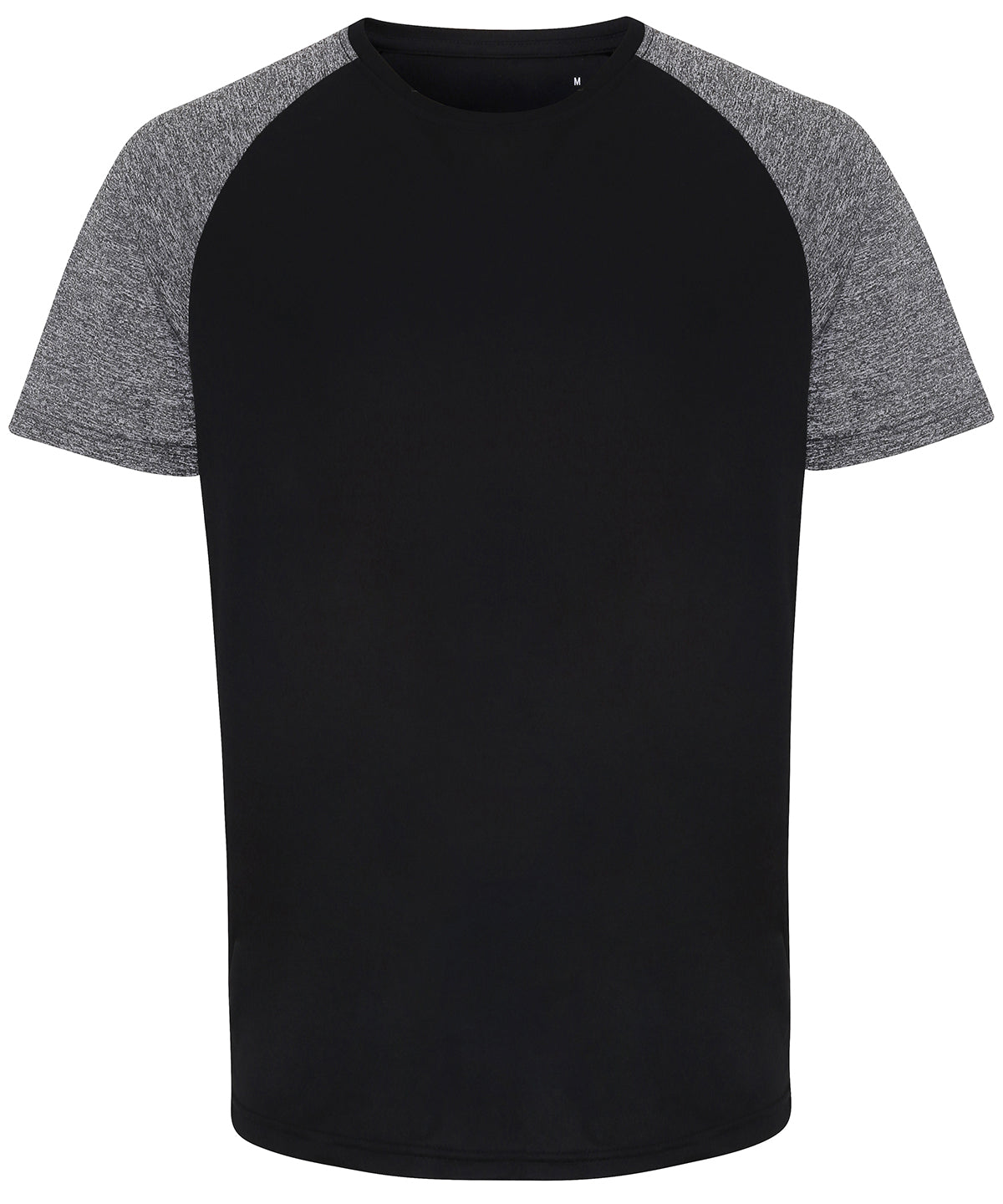 Black/Black Melange - TriDri® contrast sleeve performance t-shirt - GarmentEmbroidery