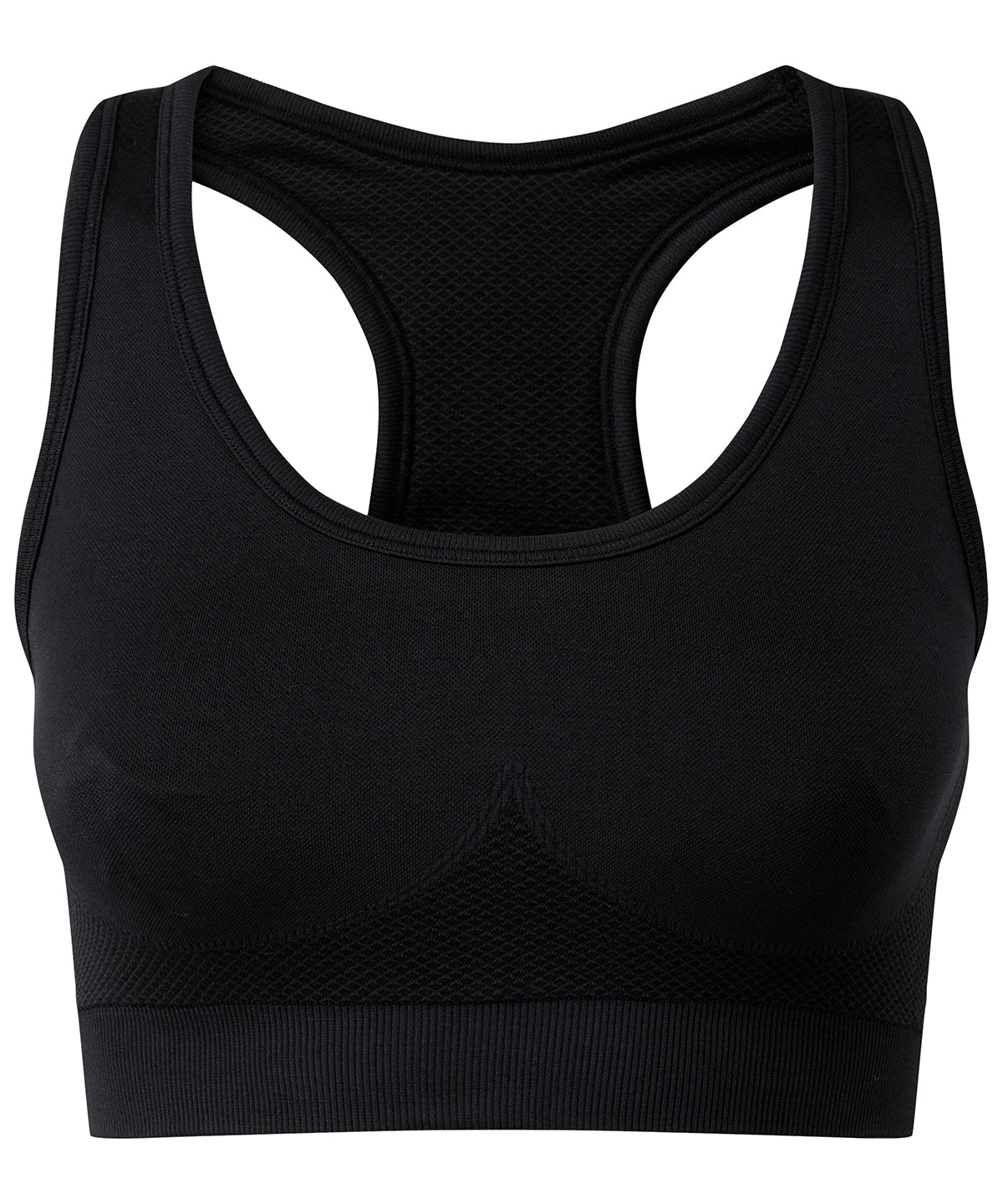 Black - TriDri® seamless '3D fit' multi-sport sculpt solid colour bra - GarmentEmbroidery