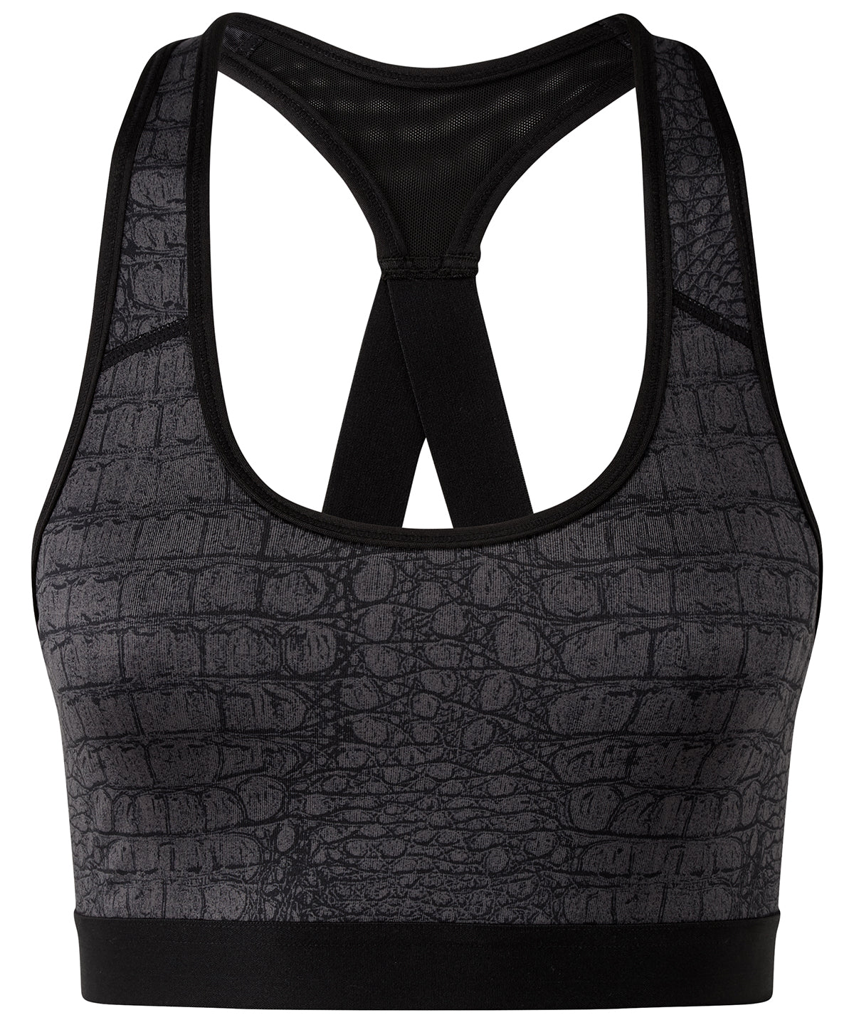 Crocodile Black - TriDri® performance animal printed bra (medium impact) - GarmentEmbroidery