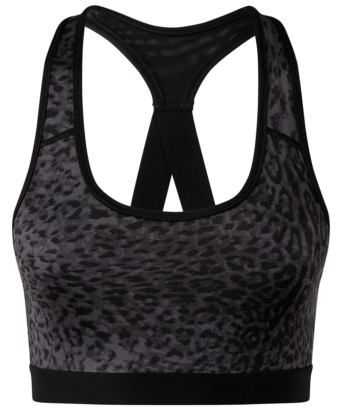 Leopard Black - TriDri® performance animal printed bra (medium impact) - GarmentEmbroidery