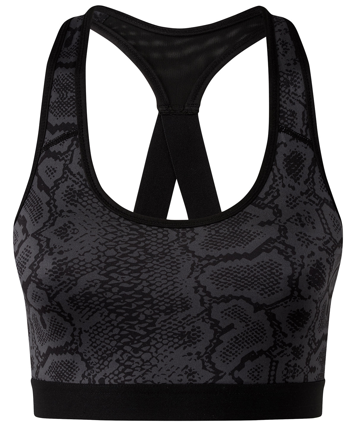 Snake Black - TriDri® performance animal printed bra (medium impact) - GarmentEmbroidery