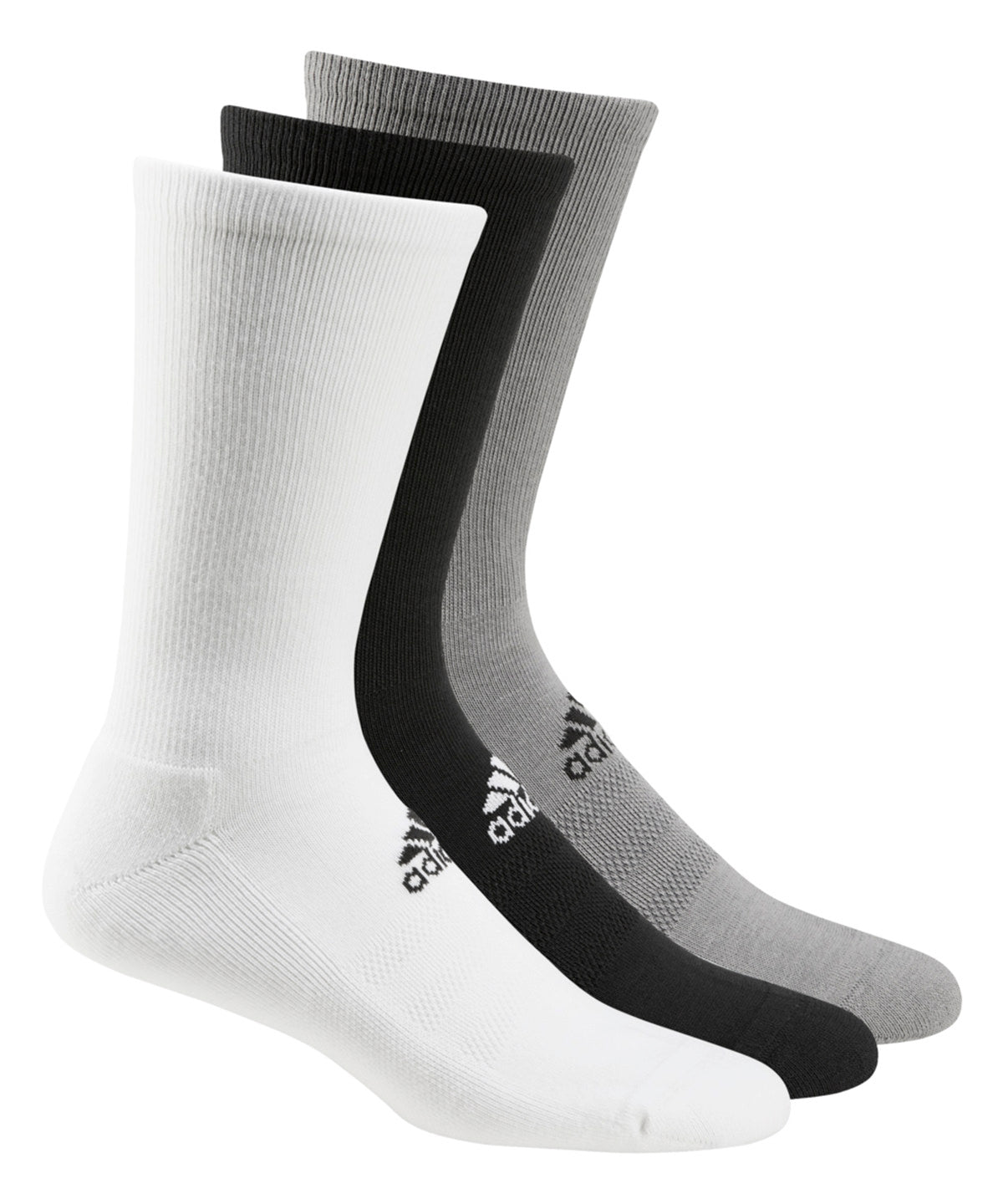 Black/White/Grey - adidas® 3-pack golf crew socks - GarmentEmbroidery