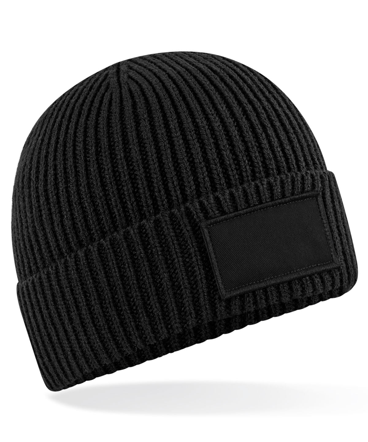 Black - Fashion patch beanie - GarmentEmbroidery