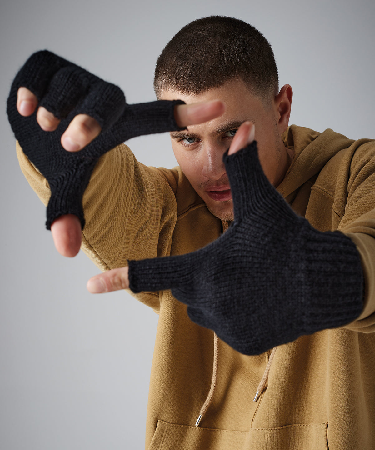 Black - Fingerless gloves - GarmentEmbroidery