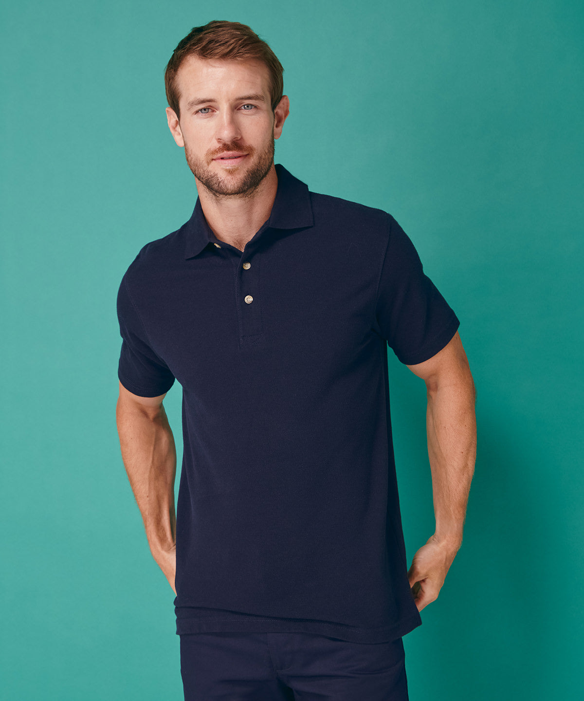 Classic cotton piqué polo with stand-up collar