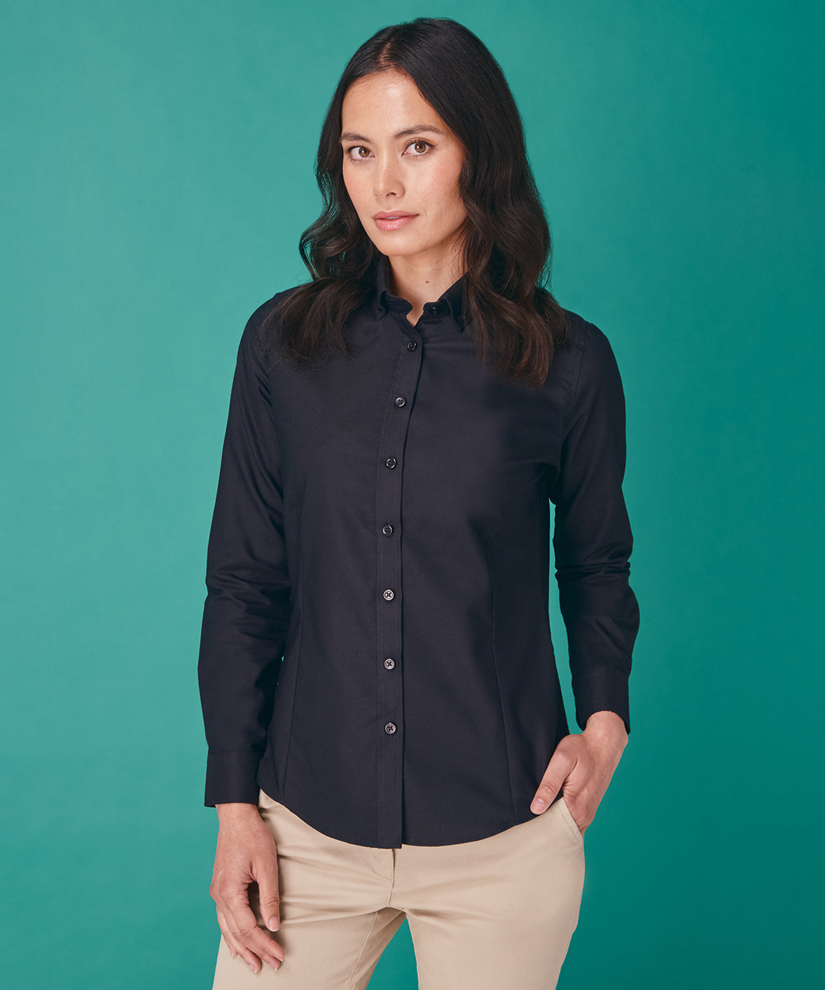 Women's modern long sleeve Oxford shirt