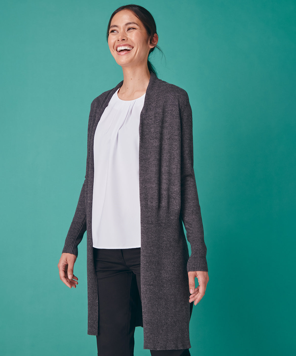 Women's longline open cardigan