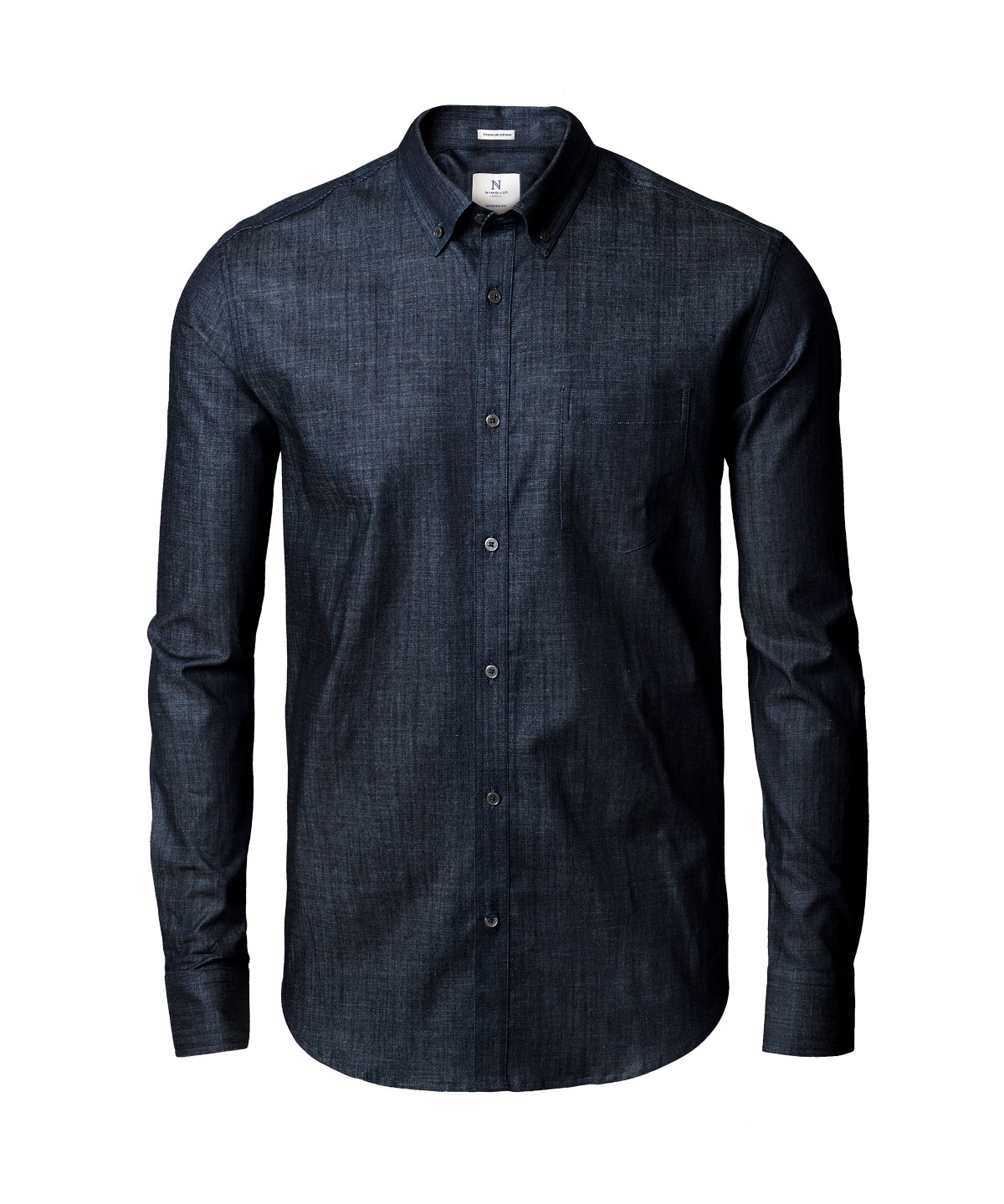 Indigo Blue - Torrance denim modern fit shirt - GarmentEmbroidery