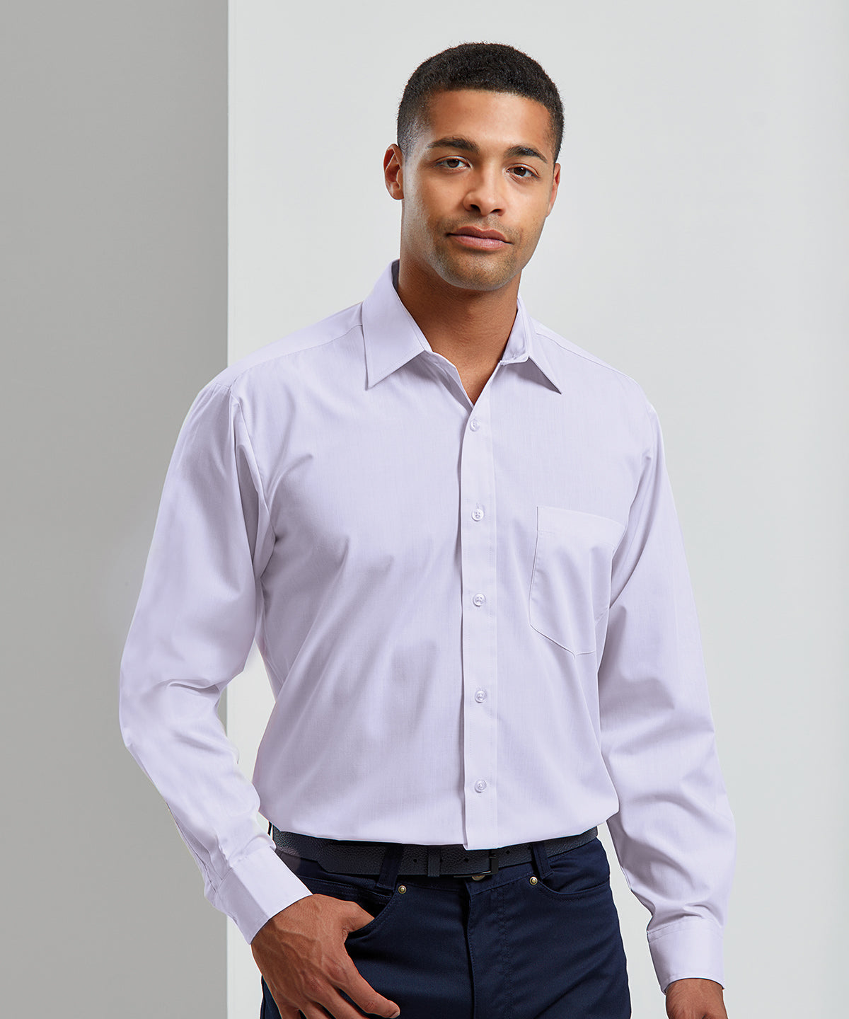 Aqua - Long sleeve poplin shirt - GarmentEmbroidery