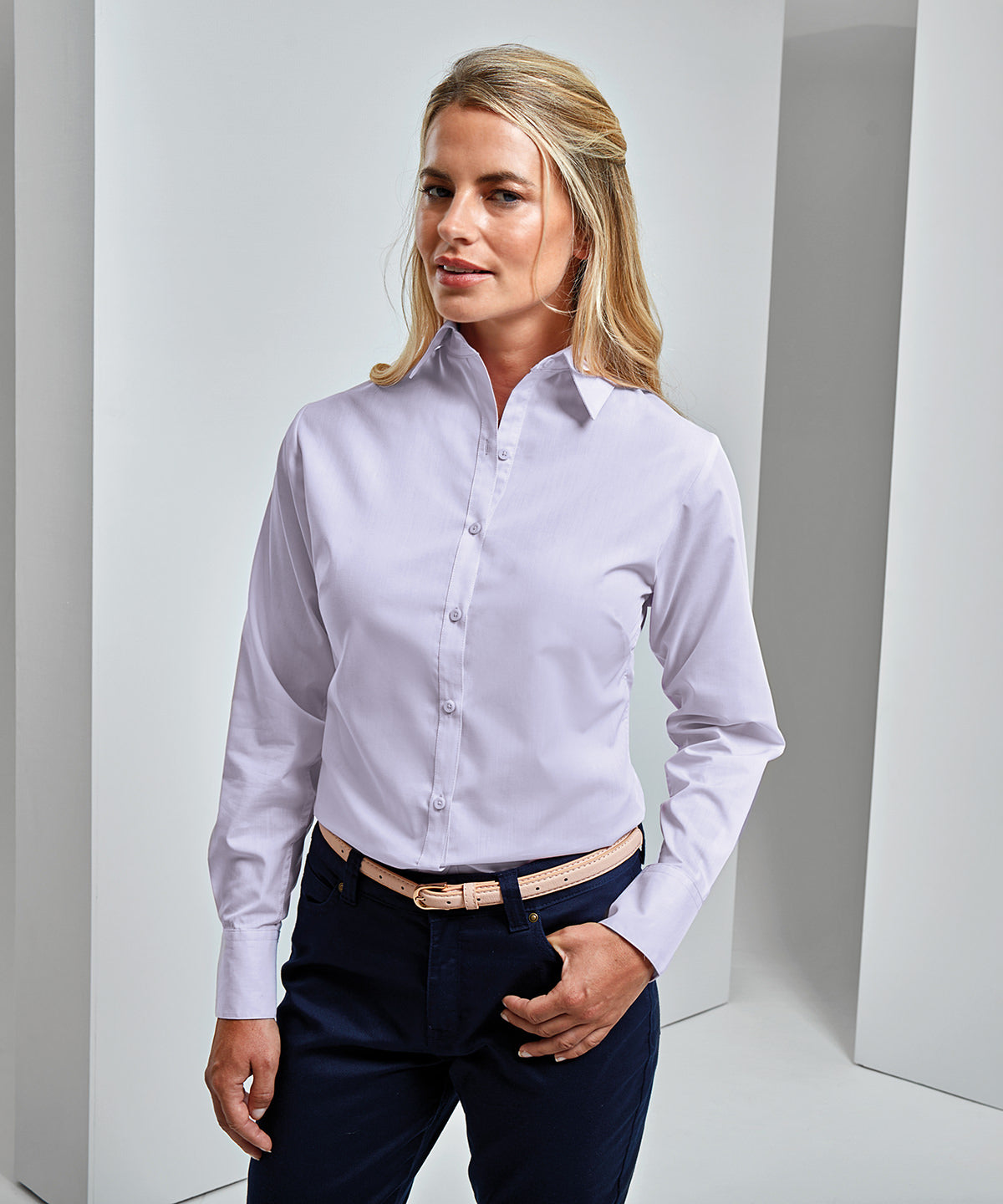 Aubergine - Women's poplin long sleeve blouse - GarmentEmbroidery