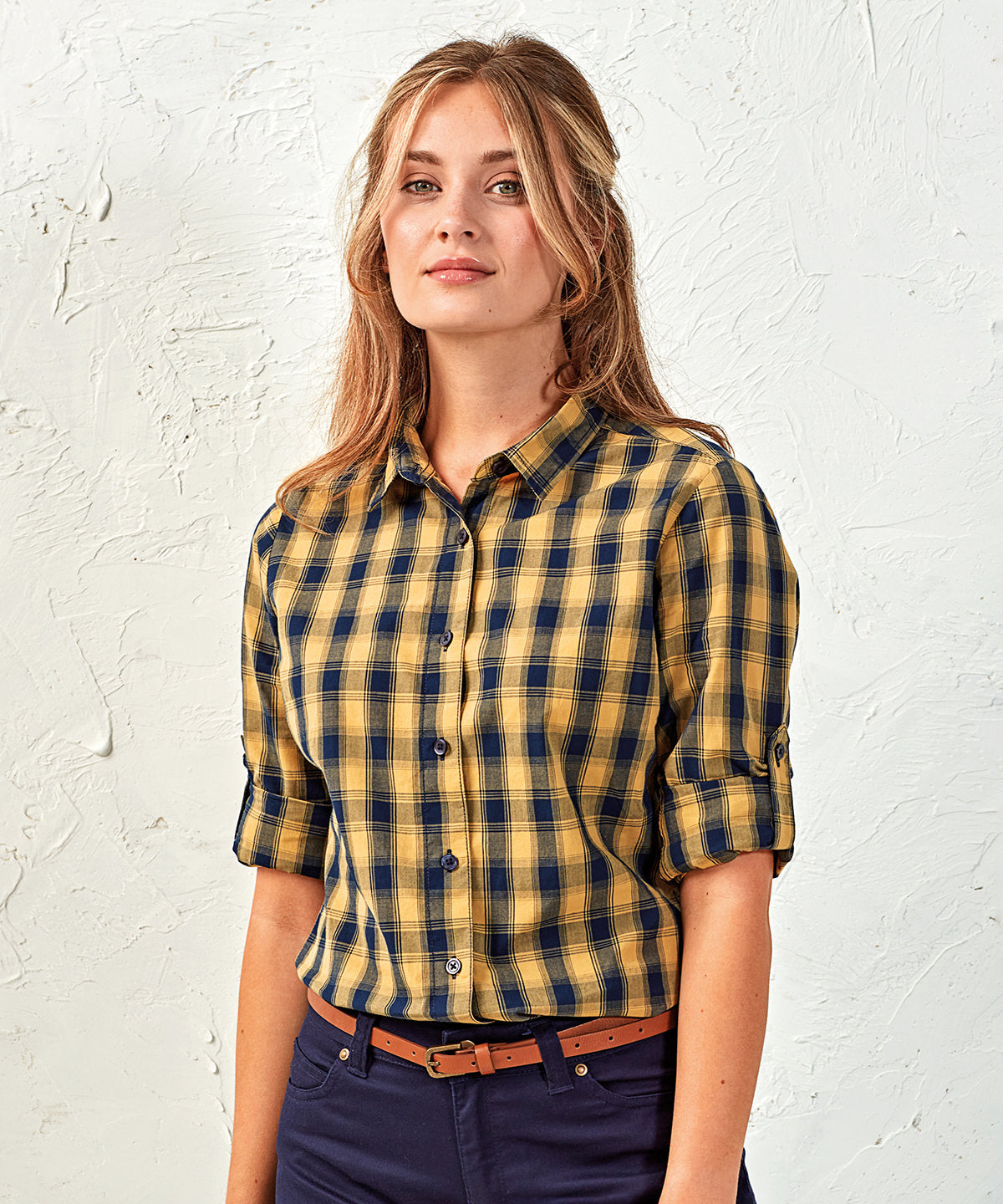 Women's Mulligan check cotton long sleeve shirt