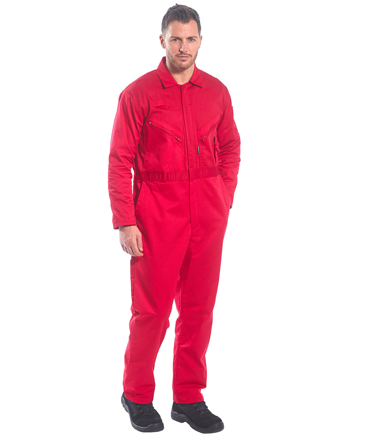 Red - Liverpool zip coverall (C813) - GarmentEmbroidery