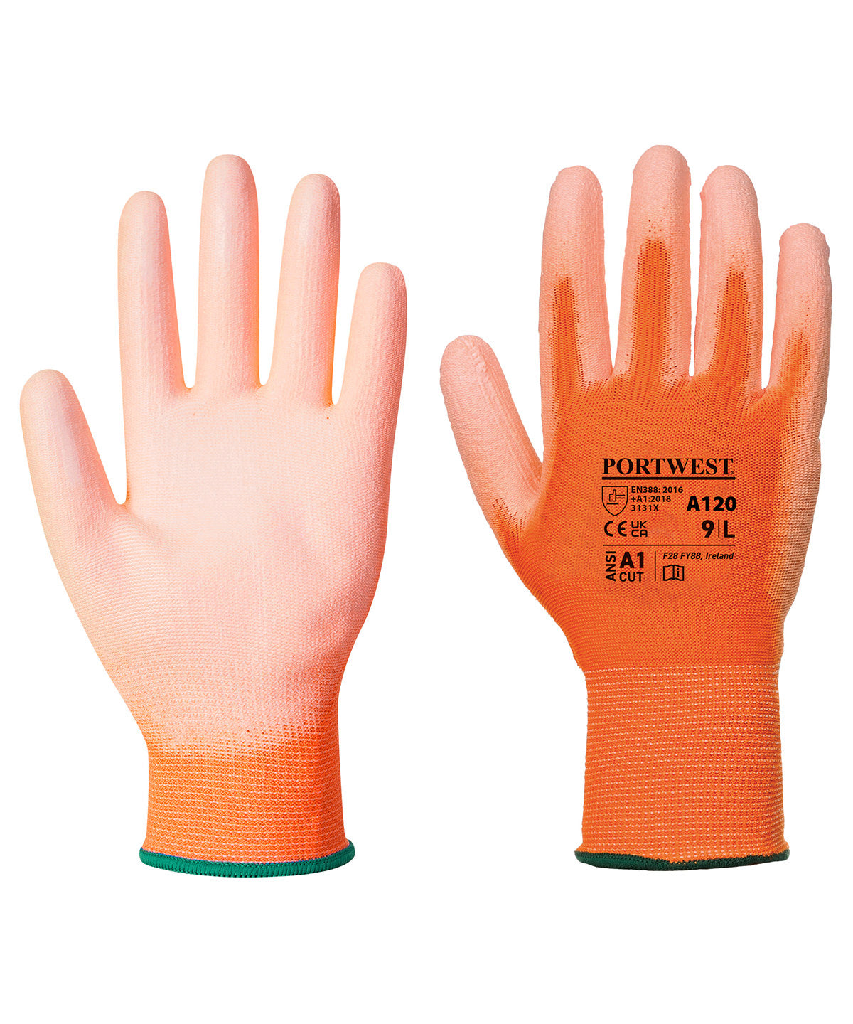 Orange - PU palm glove (A120) - GarmentEmbroidery