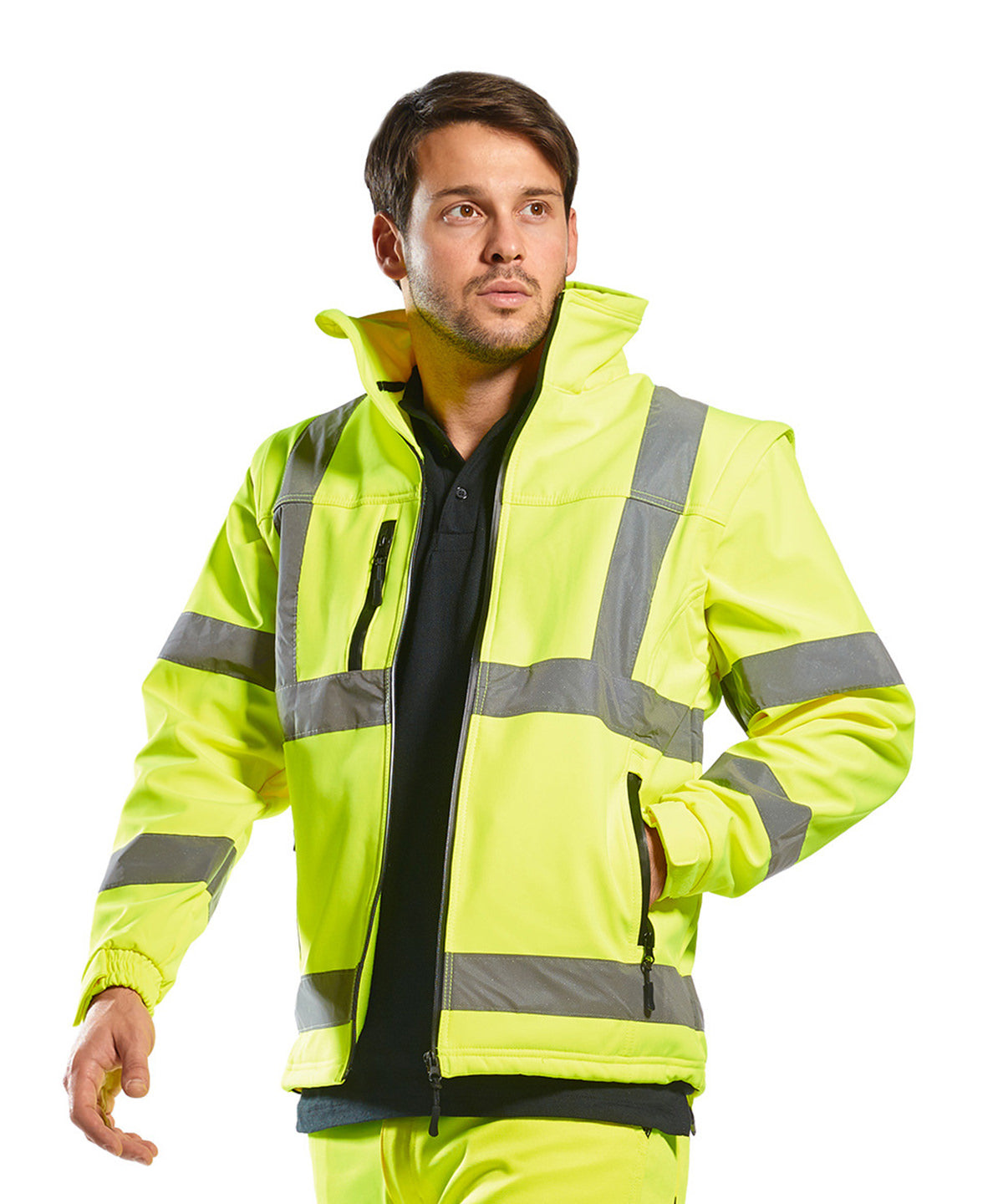 Yellow - Hi-vis softshell jacket (3L) (S428) - GarmentEmbroidery