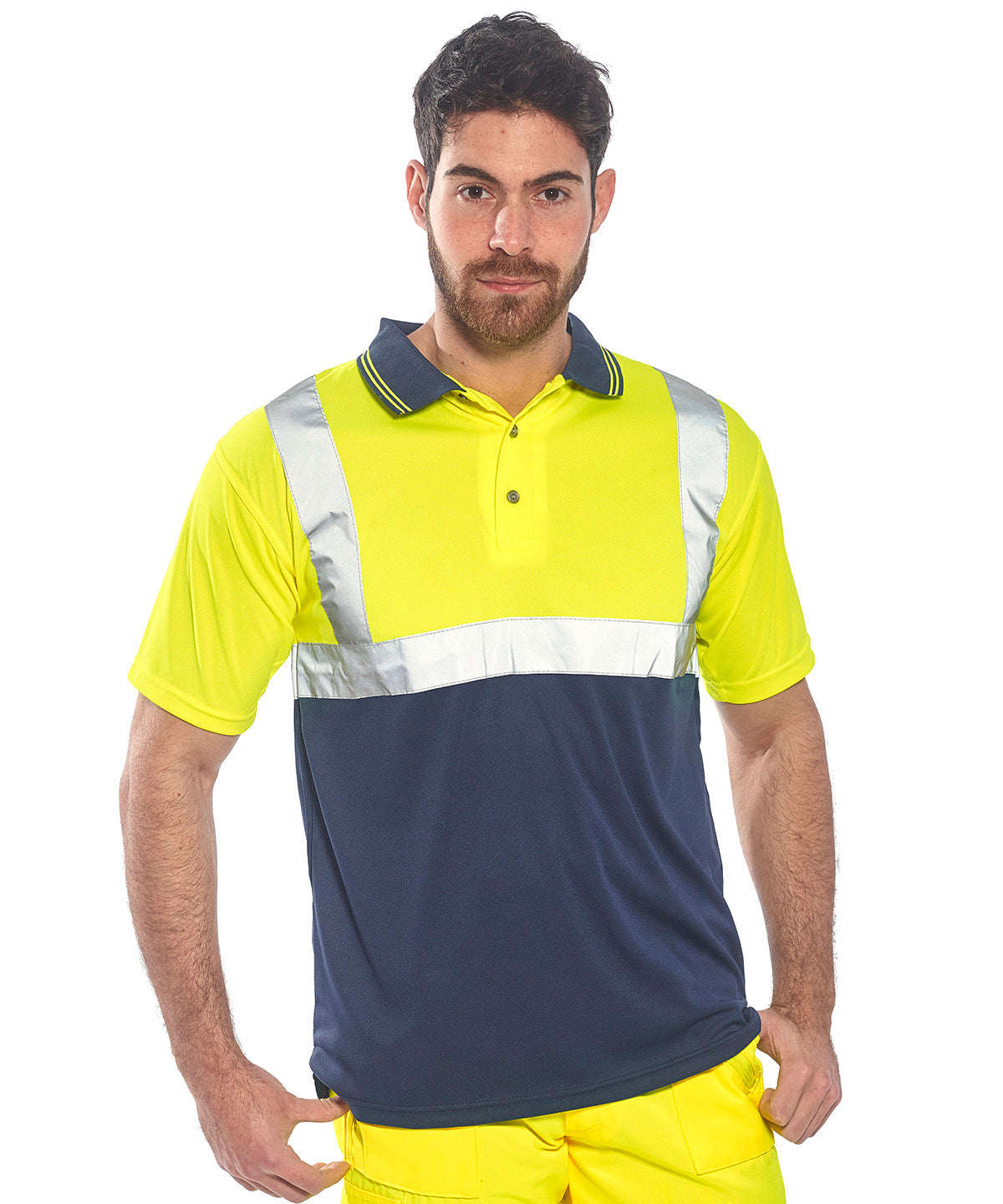 Yellow/Navy - Two-tone polo (S479) - GarmentEmbroidery