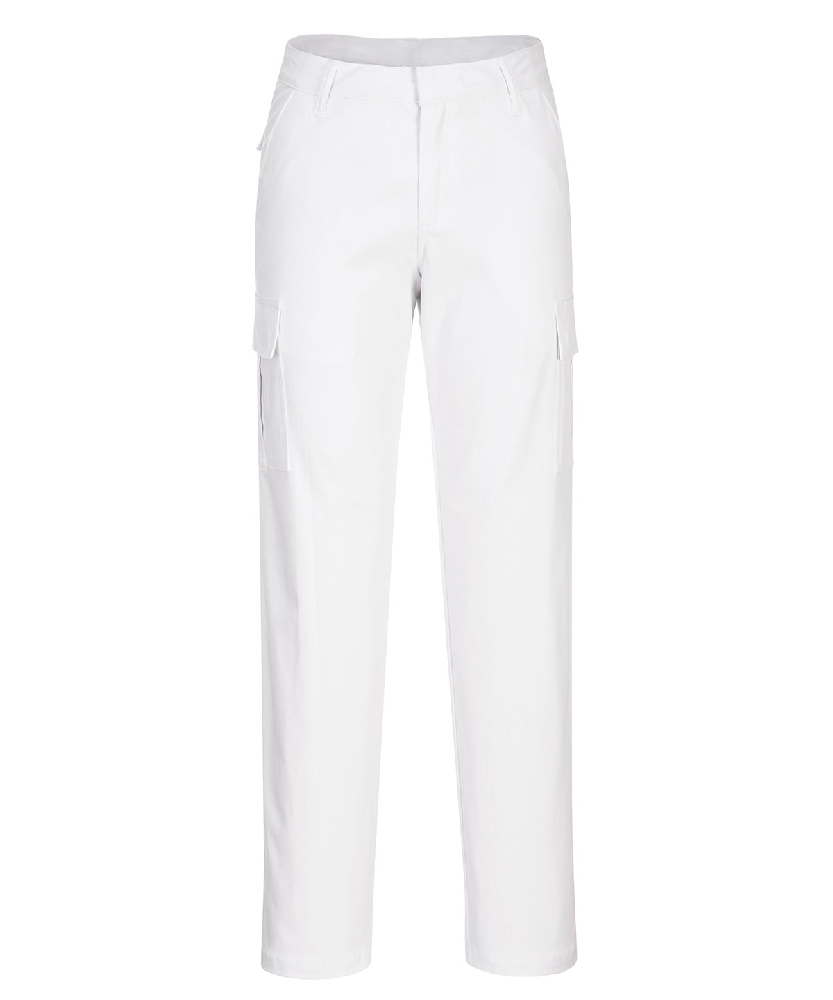 White - Women's stretch cargo trousers (S233) slim fit - GarmentEmbroidery