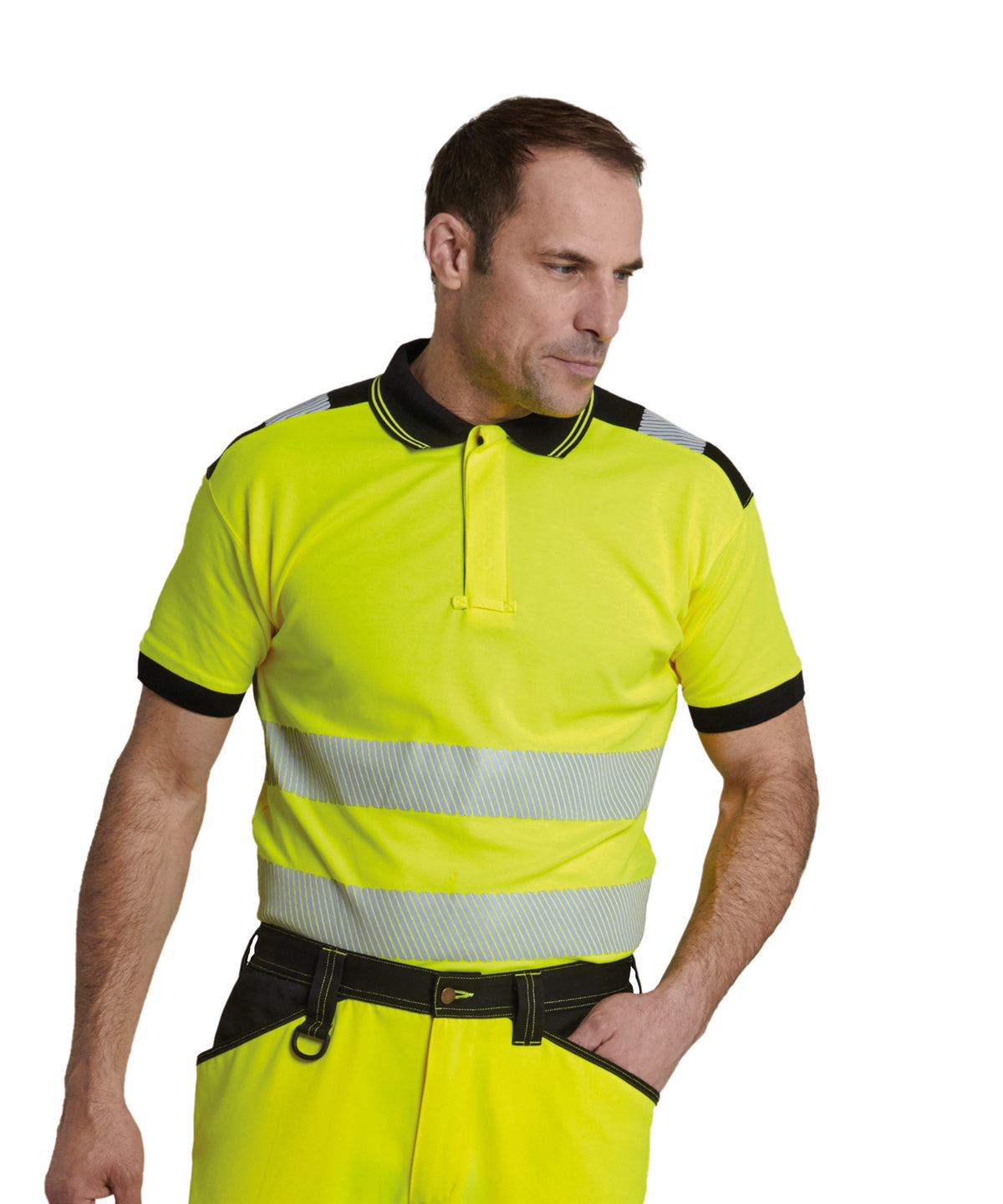 Yellow/Black - PW3 Hi-vis polo shirt (T180) - GarmentEmbroidery