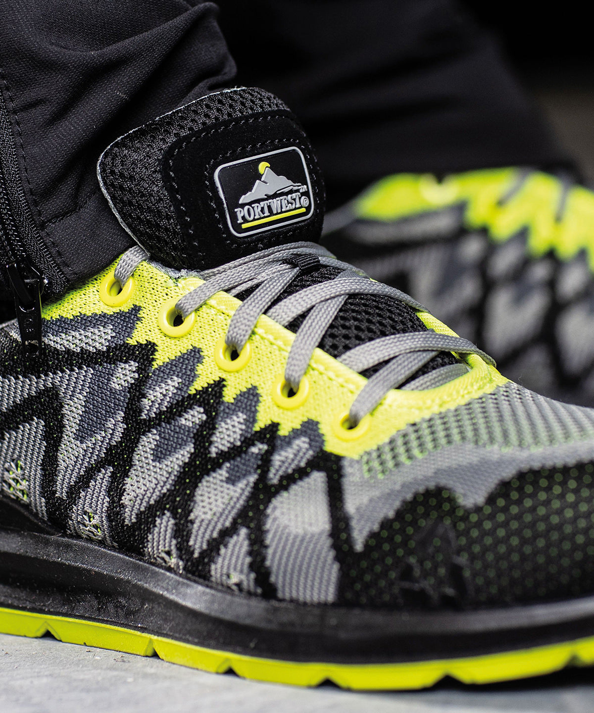 Black/Yellow - Portwest Composite lite ECO safety trainers (FC08) - GarmentEmbroidery