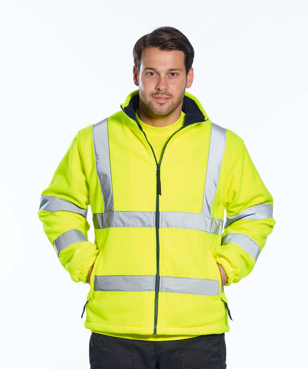 Yellow - Hi-vis mesh-lined fleece (F300) - GarmentEmbroidery