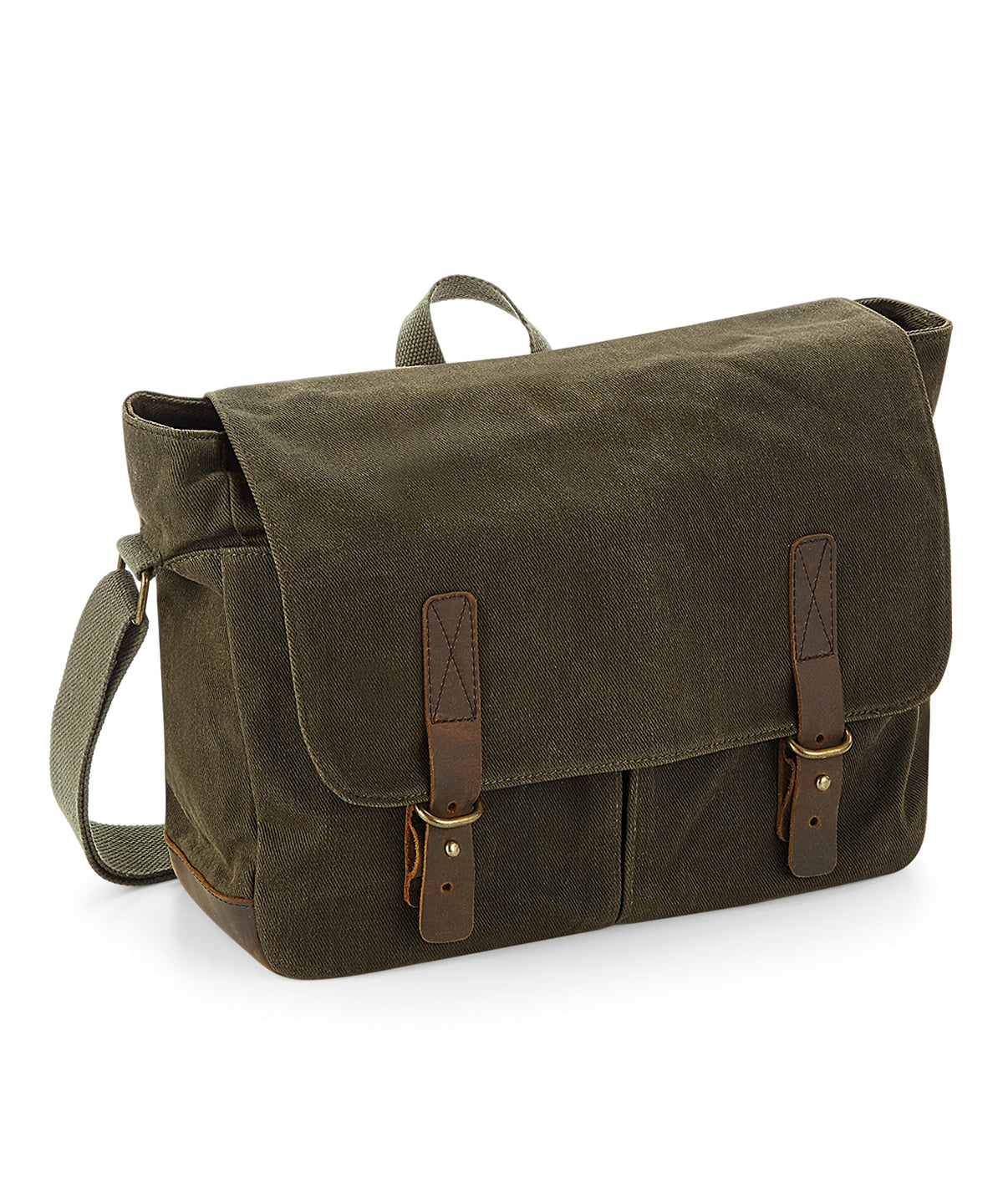 Olive Green - Heritage waxed canvas messenger - GarmentEmbroidery