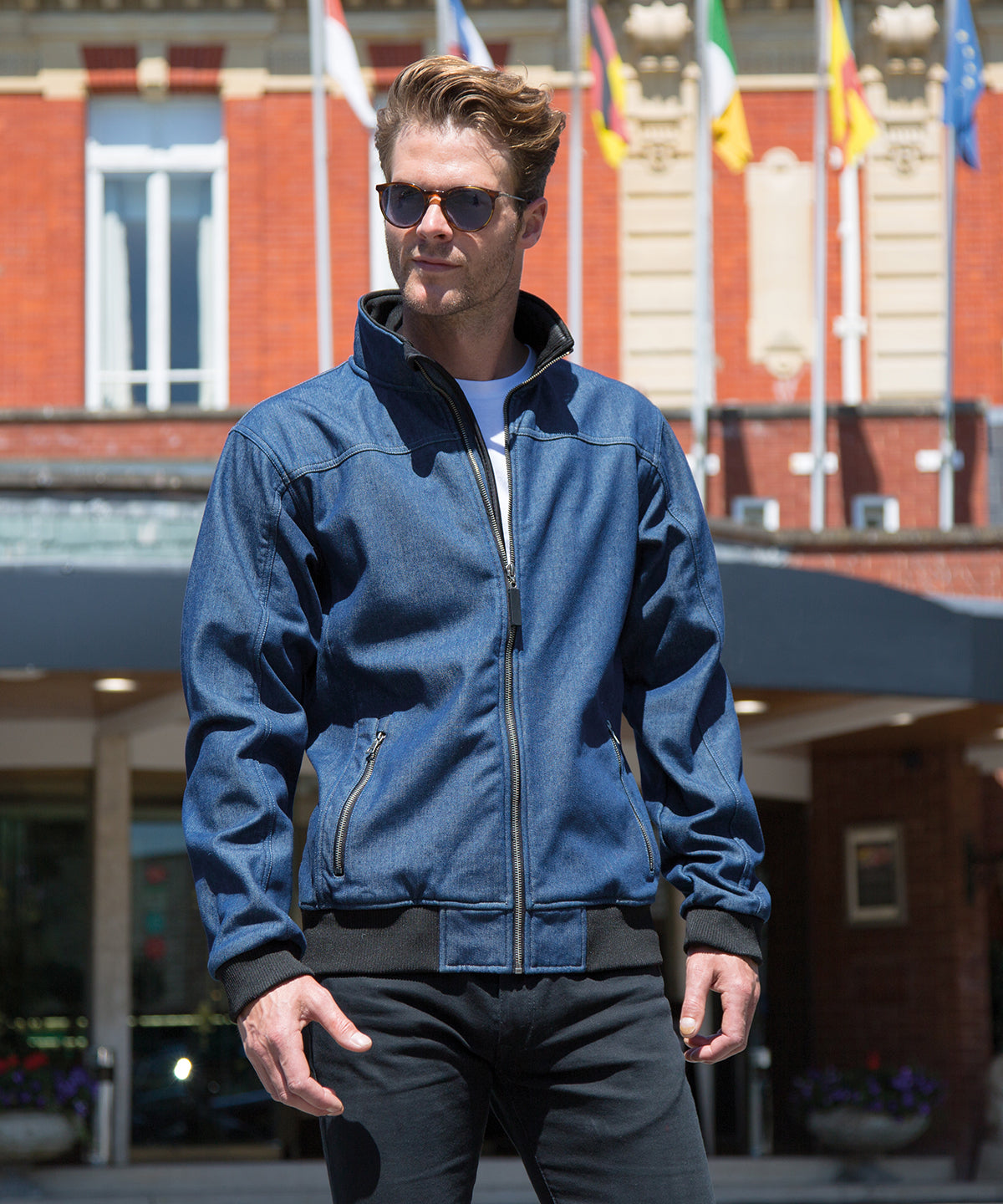 Washed Blue - Stonewash denim softshell - GarmentEmbroidery