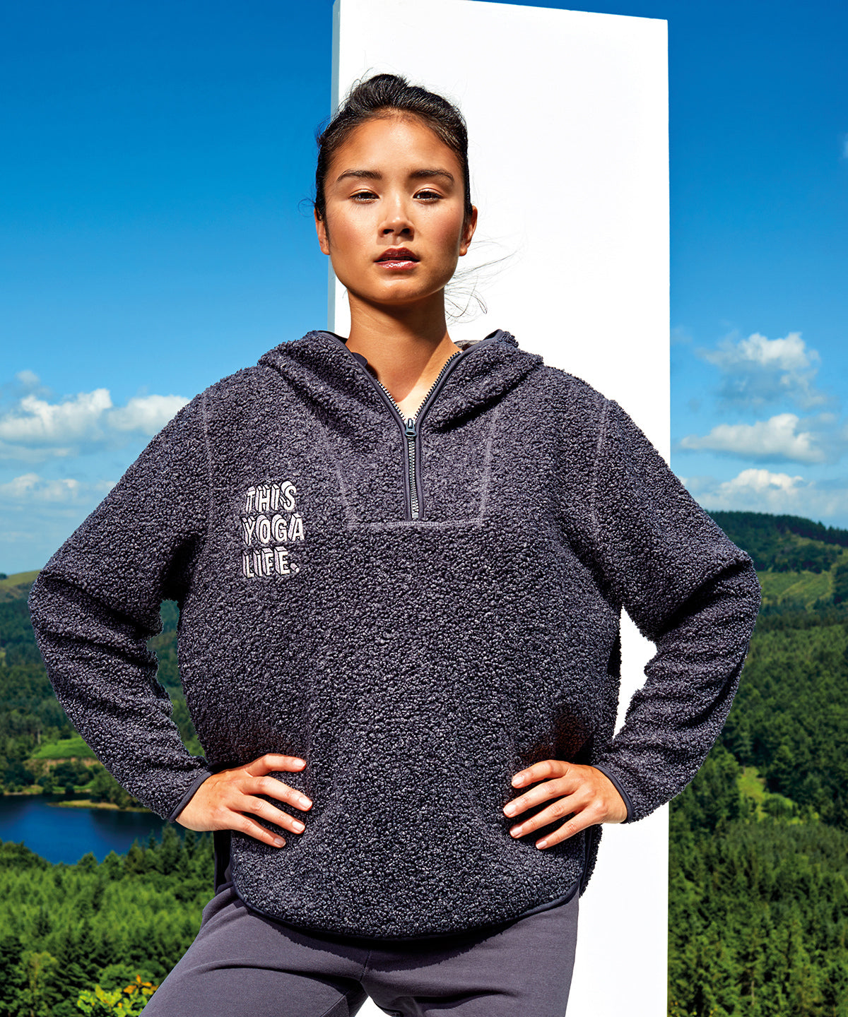 Charcoal - Women's TriDri® sherpa 1/4 zip hoodie - GarmentEmbroidery