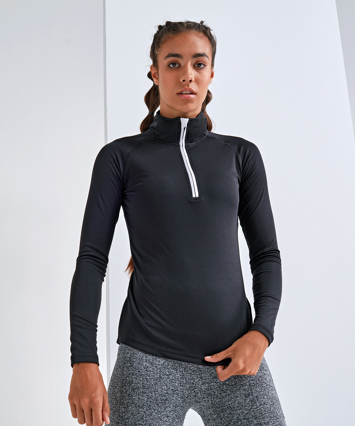 Black Melange/Black - Women's TriDri® performance ¼ zip - GarmentEmbroidery