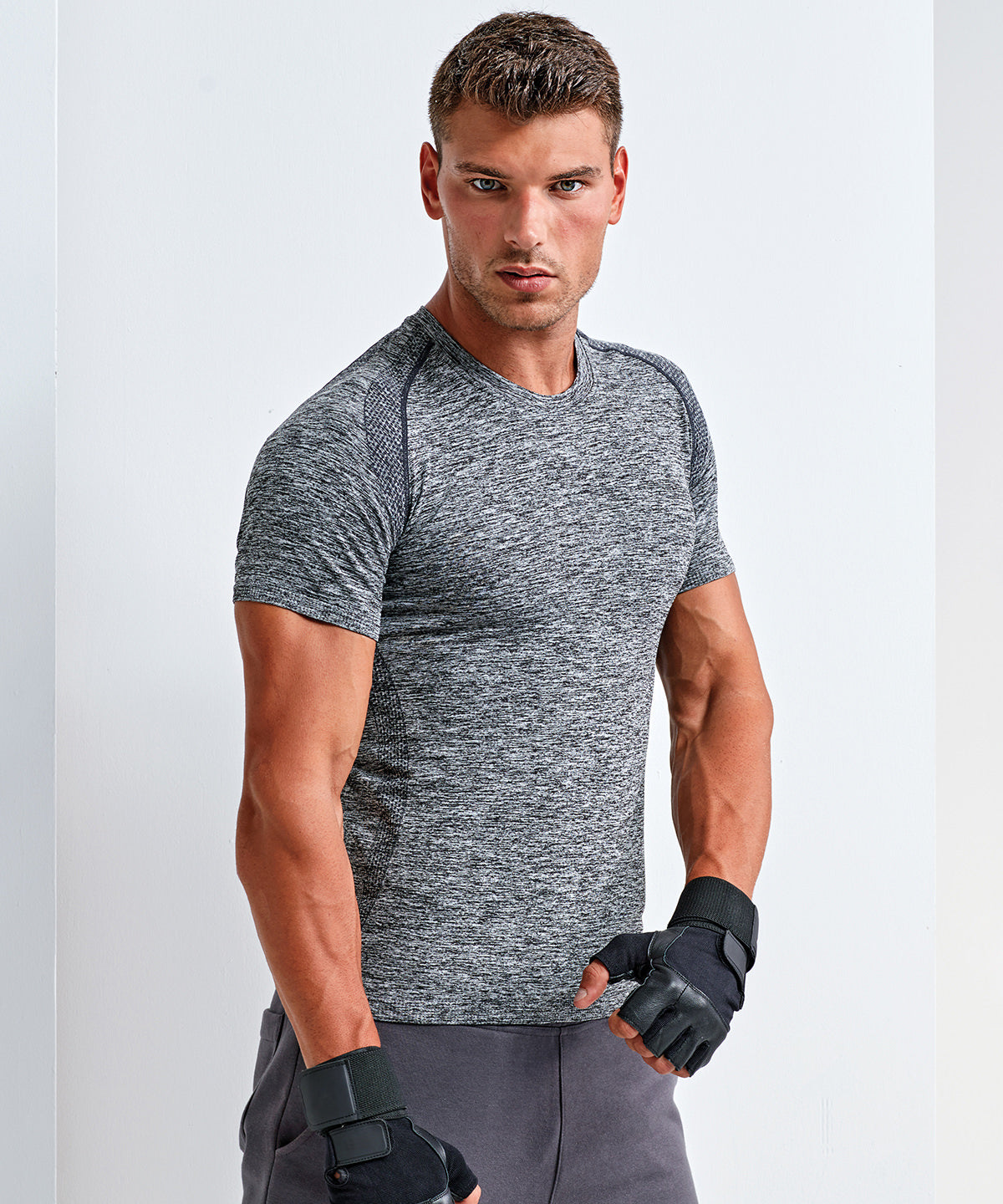 Charcoal - TriDri® Seamless '3D fit' multi-sport performance short sleeve top - GarmentEmbroidery