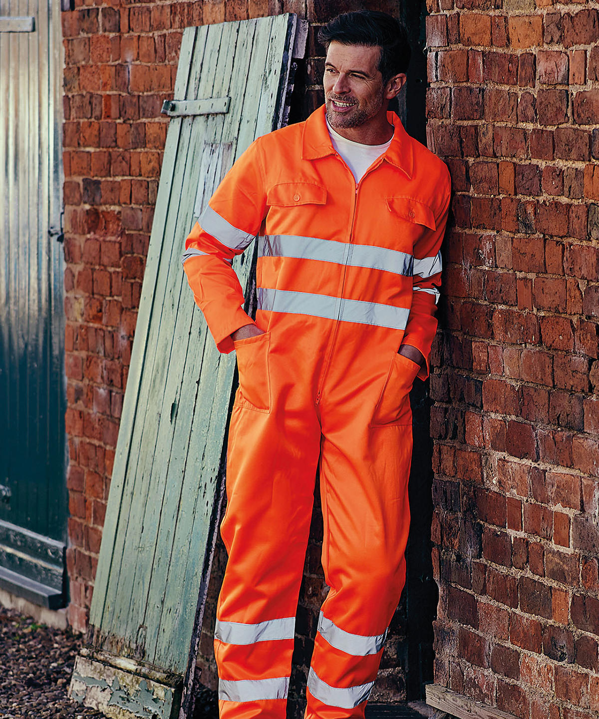 Yellow - Hi-vis polycotton coverall (HV058) - GarmentEmbroidery