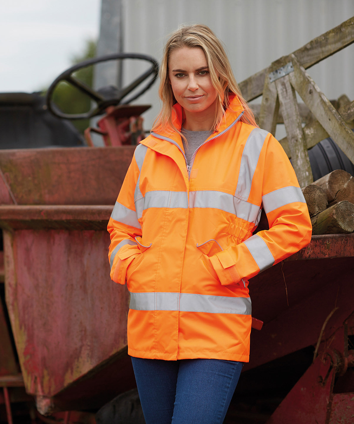 Orange - Women's hi-vis executive jacket (HVP189) - GarmentEmbroidery